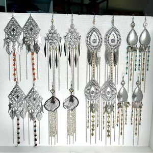 Silver bundle of 8 sets Dangle/ chandelier Earrings vacation events ceremonies